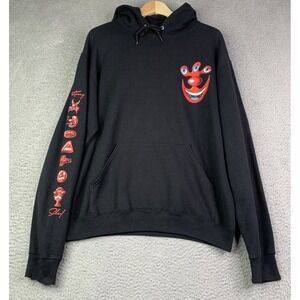 KENNY SCHARF Hoodie Mens Size Medium By Goodie Two Sleeves Black Multi Faces